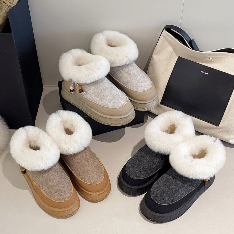Platform Fluffy Panel Short Snow Boots