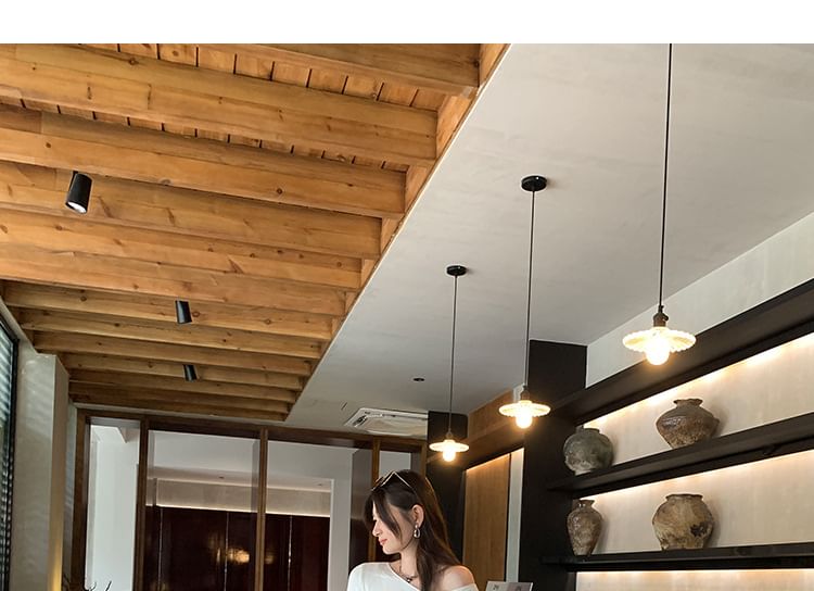 One-Shoulder Long-Sleeve Plain Top