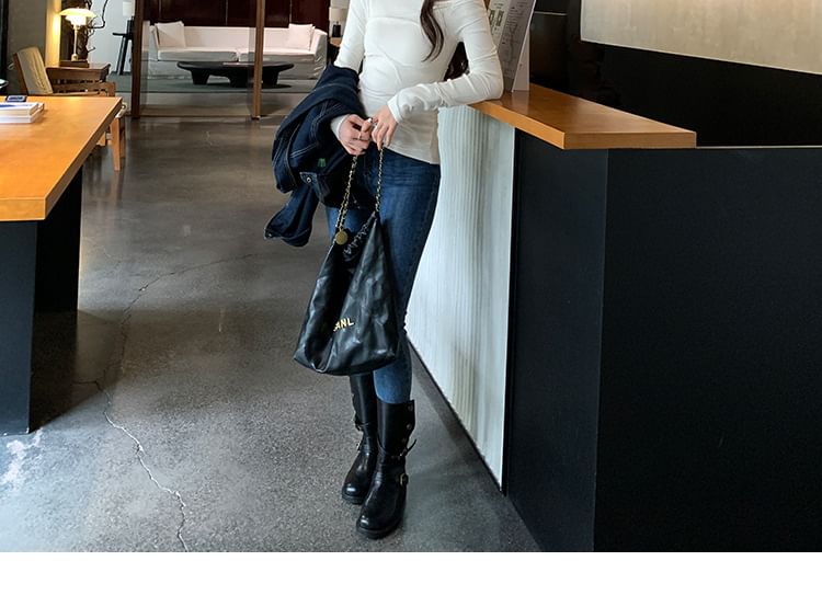 One-Shoulder Long-Sleeve Plain Top