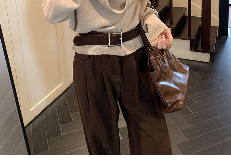 Cowl Neck Long Sleeve Solid Knit Top