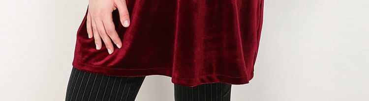 Short Sleeve Solid Velvet Long Hoodie
