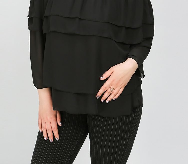 Bracelet Sleeve Off Shoulder Solid Ruffle Blouse