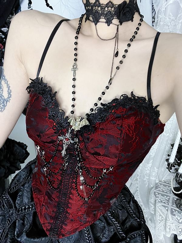 Lace Crop Corset Top & High Rise Lace Maxi Tiered Skirt