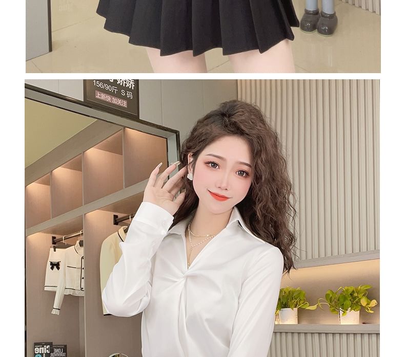 Long Sleeve Twisted Solid Shirt
