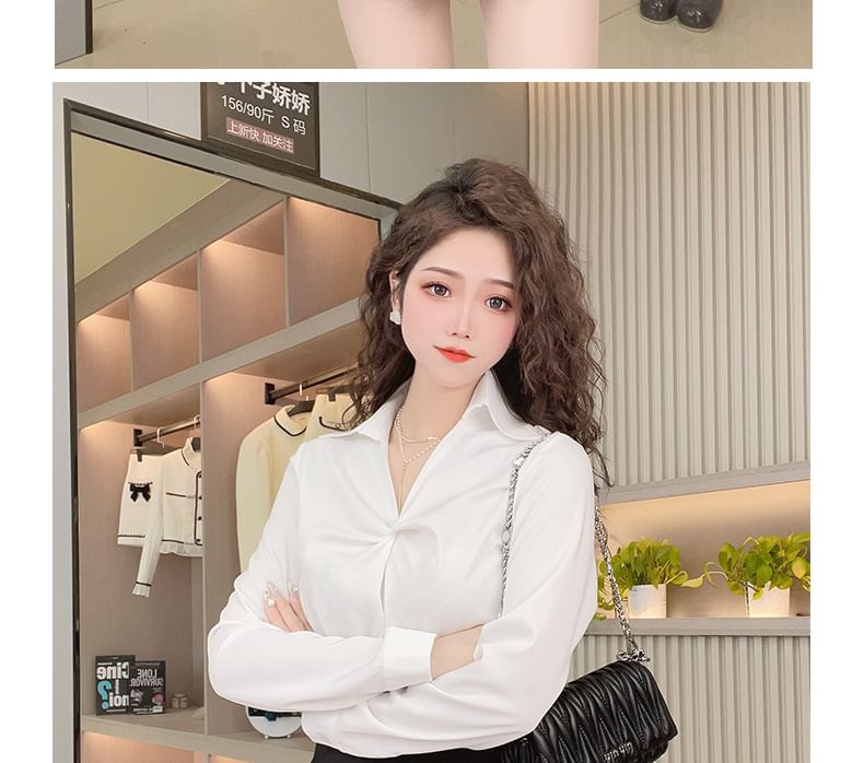 Long Sleeve Twisted Solid Shirt