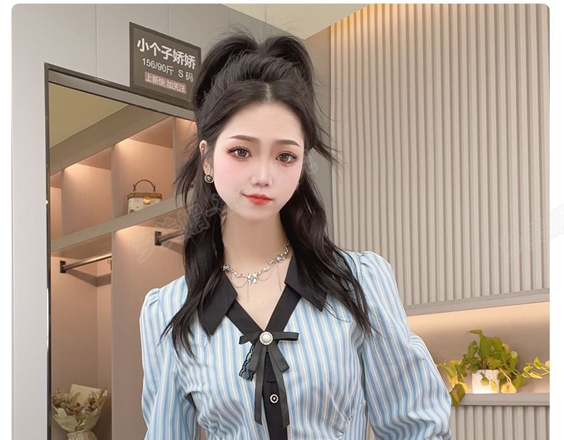Long Sleeve Striped Crop Shirt