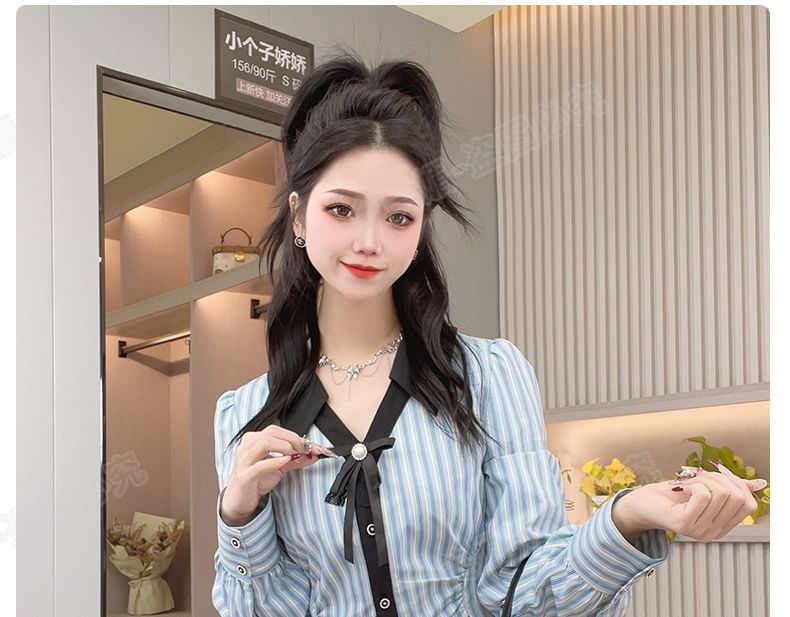 Long Sleeve Striped Crop Shirt