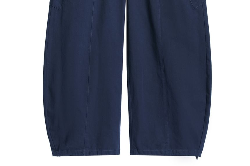 High Waist Plain Barel Leg Baggy Cargo Pants (Various Designs)