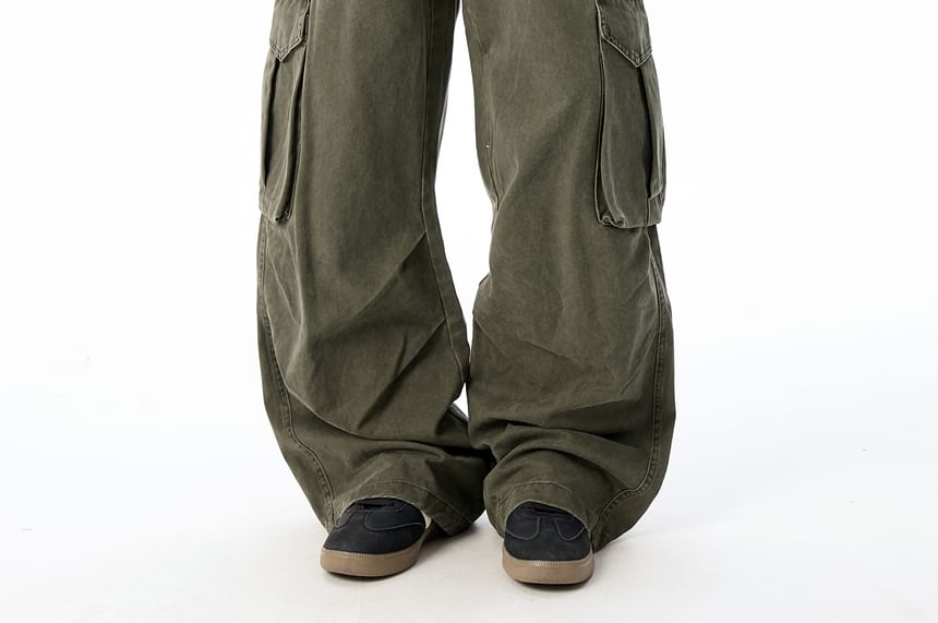 High Waist Plain Baggy Cargo Pants