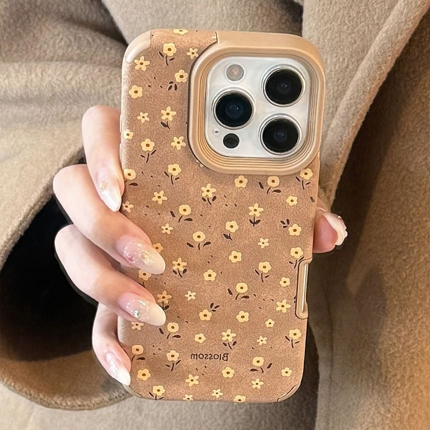 Floral Faux Suede Phone Case