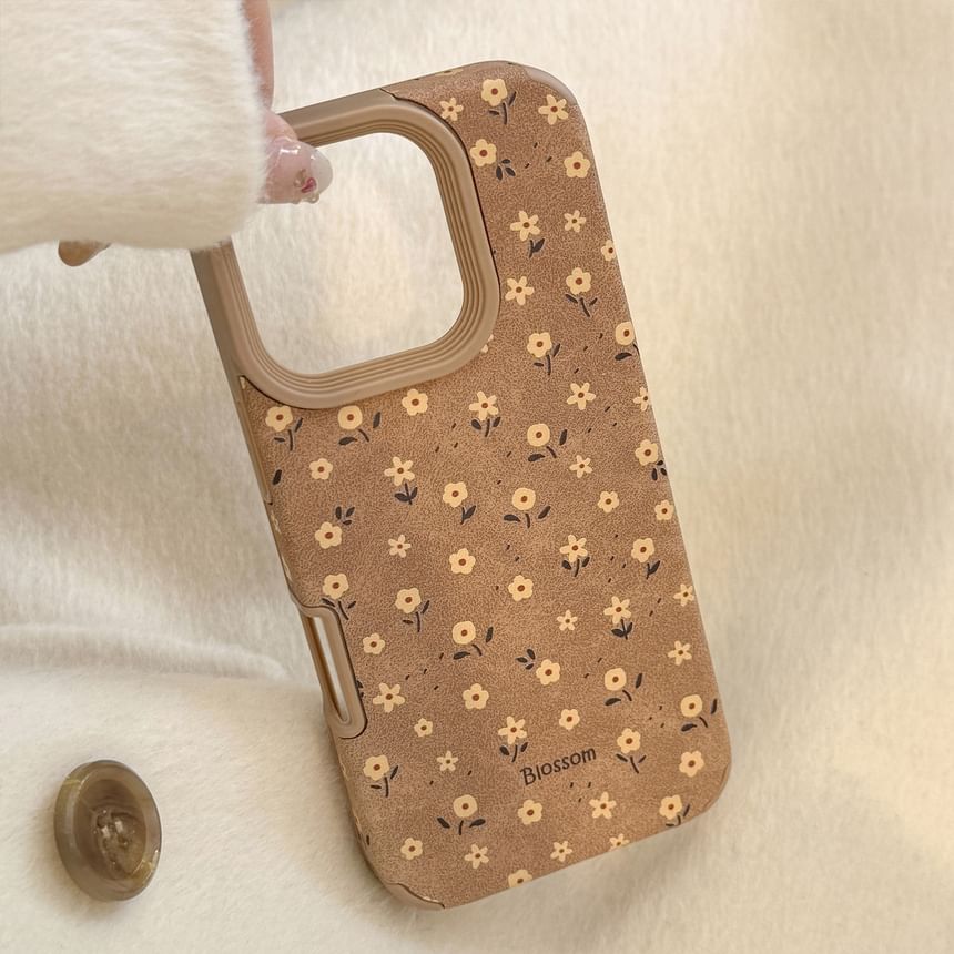 Floral Faux Suede Phone Case