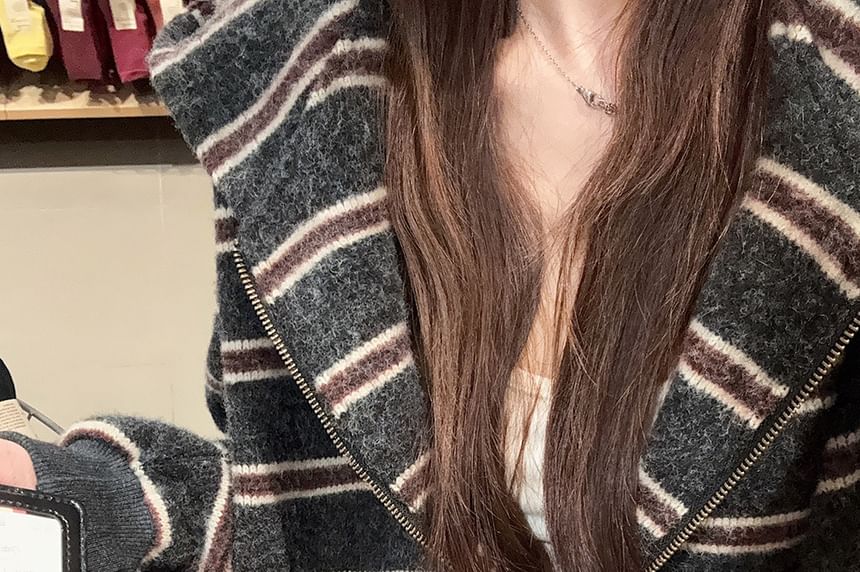 Zip-Up Hoodie with Striped Pattern