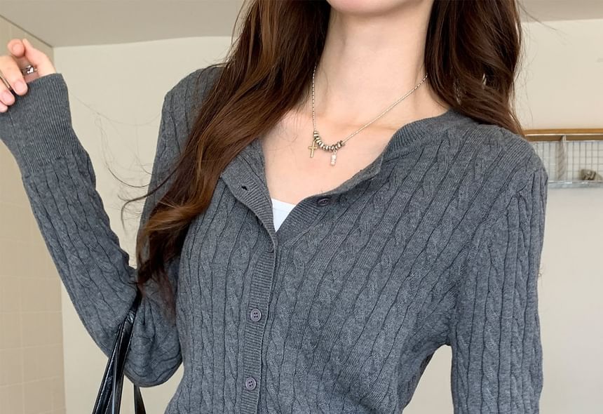 Button-Up Plain Cardigan
