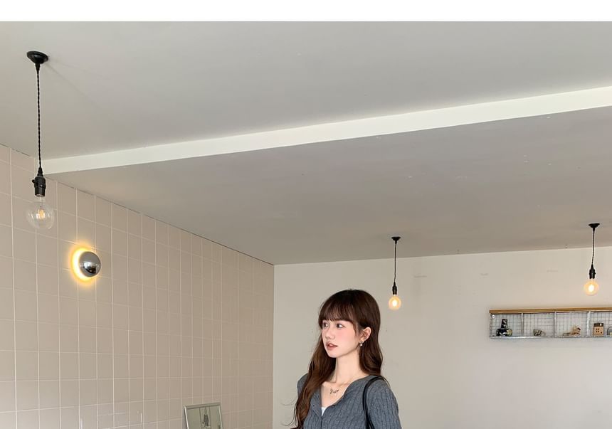 Button-Up Plain Cardigan