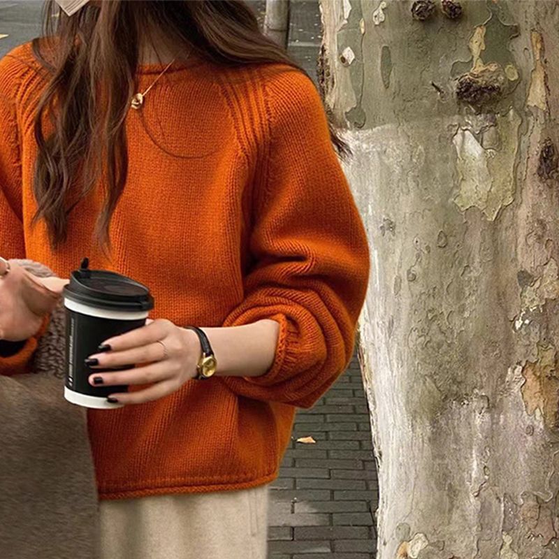 Crew Neck Loose-Fit Long Sleeve Sweater
