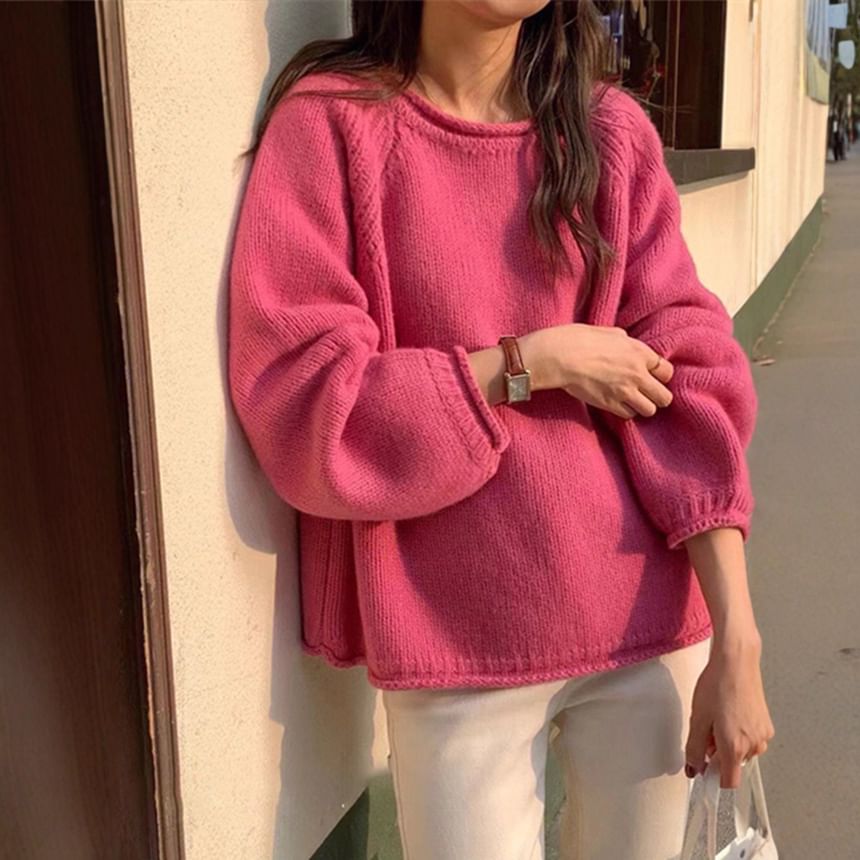 Crew Neck Loose-Fit Long Sleeve Sweater