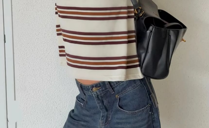 Striped Loose-Fit Long Sleeve Polo Top