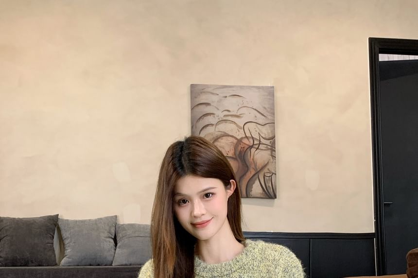 Oversized Sweater with Round Neck and Solid Color