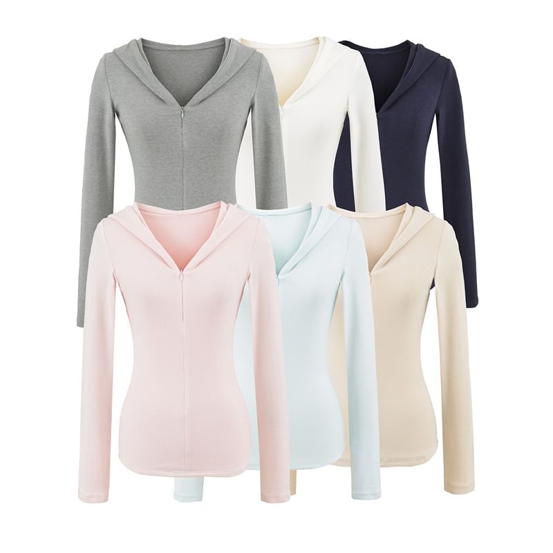 Plain Half-Zip Slim Fit Hoodie