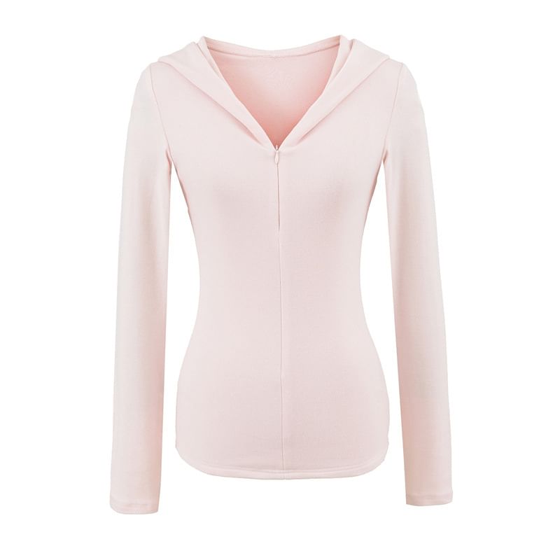 Plain Half-Zip Slim Fit Hoodie