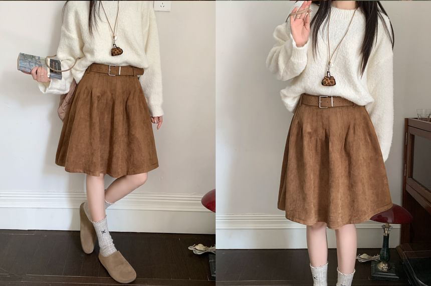 High Waist A-Line Skirt Plain Style