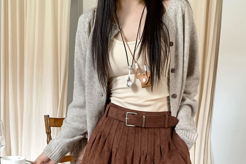High Waist A-Line Skirt Plain Style