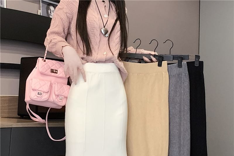 High Waist Mermaid Midi Skirt Plain