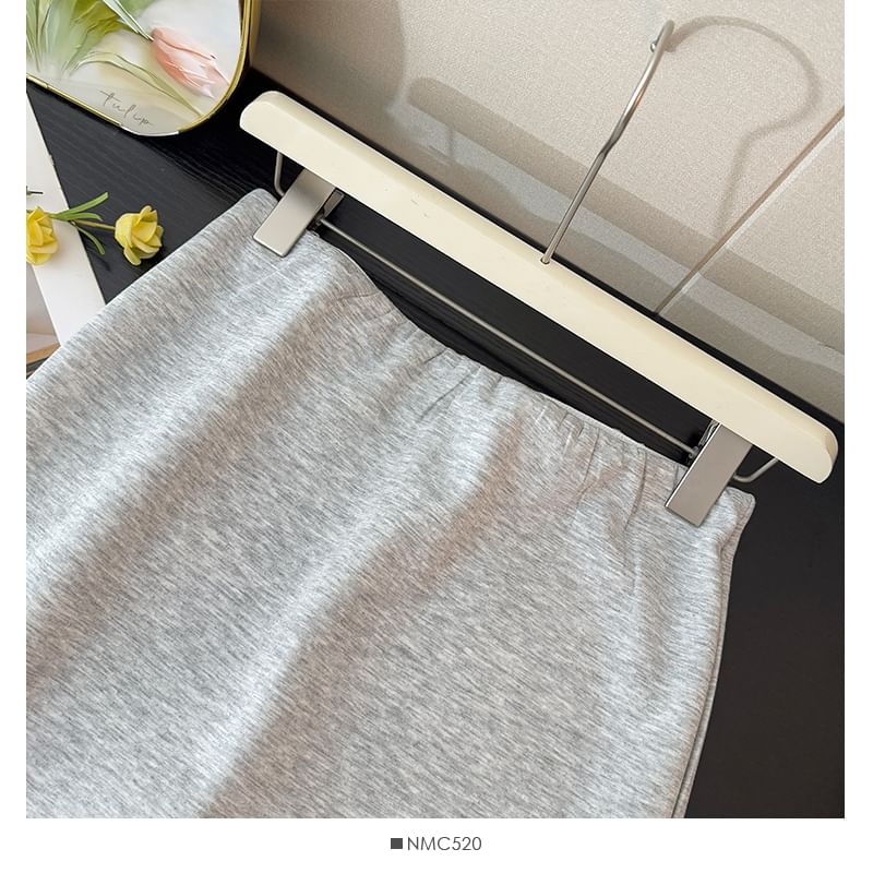 Elastic Waist Maxi Mermaid Skirt Plain