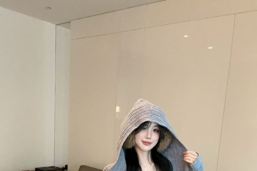 Cropped Knit Zip Hoodie & Drawstring Jogger Two-Piece Set