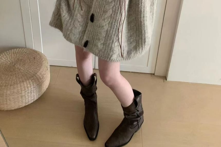 Plain Lace Up Hood Cable Knit Toggle Cardigan