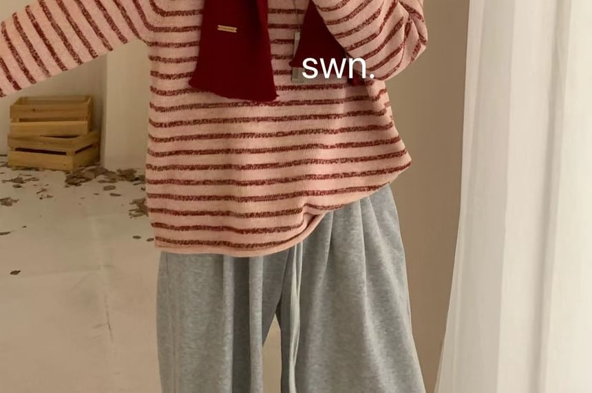 Striped Sweater with Round Neck