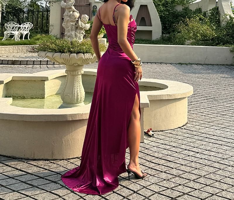 Spaghetti Strap Plain Maxi Mermaid Dress
