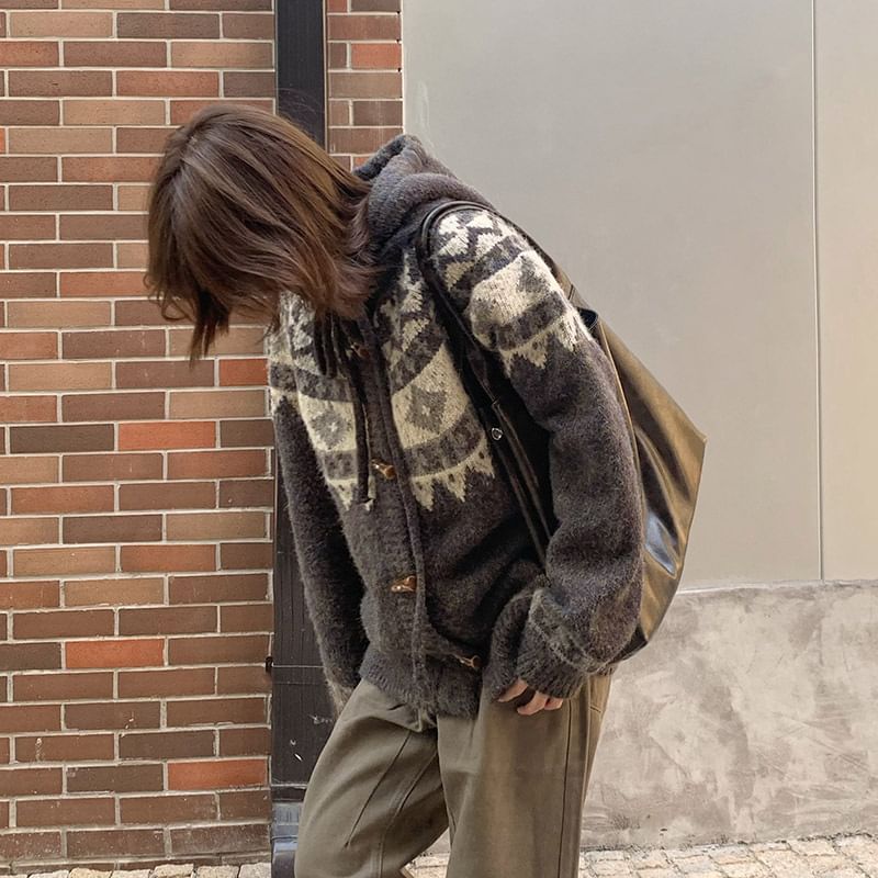Jacquard Toggle Cardigan