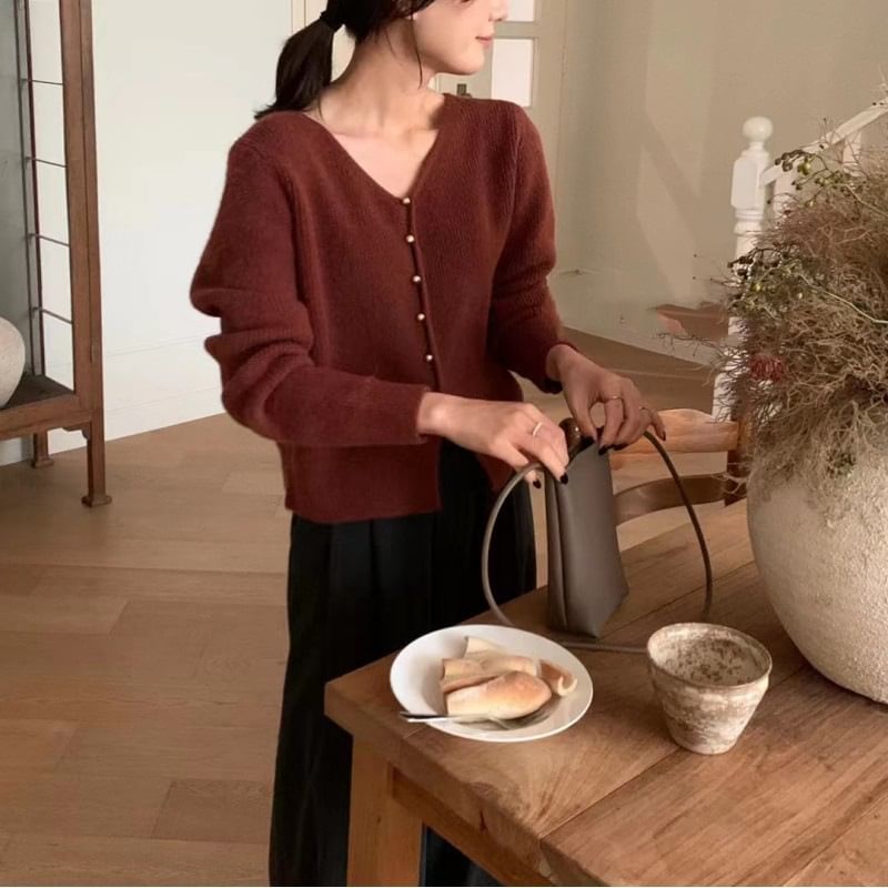V-Neck Plain Cardigan