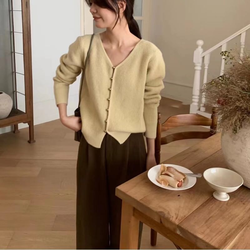 V-Neck Plain Cardigan