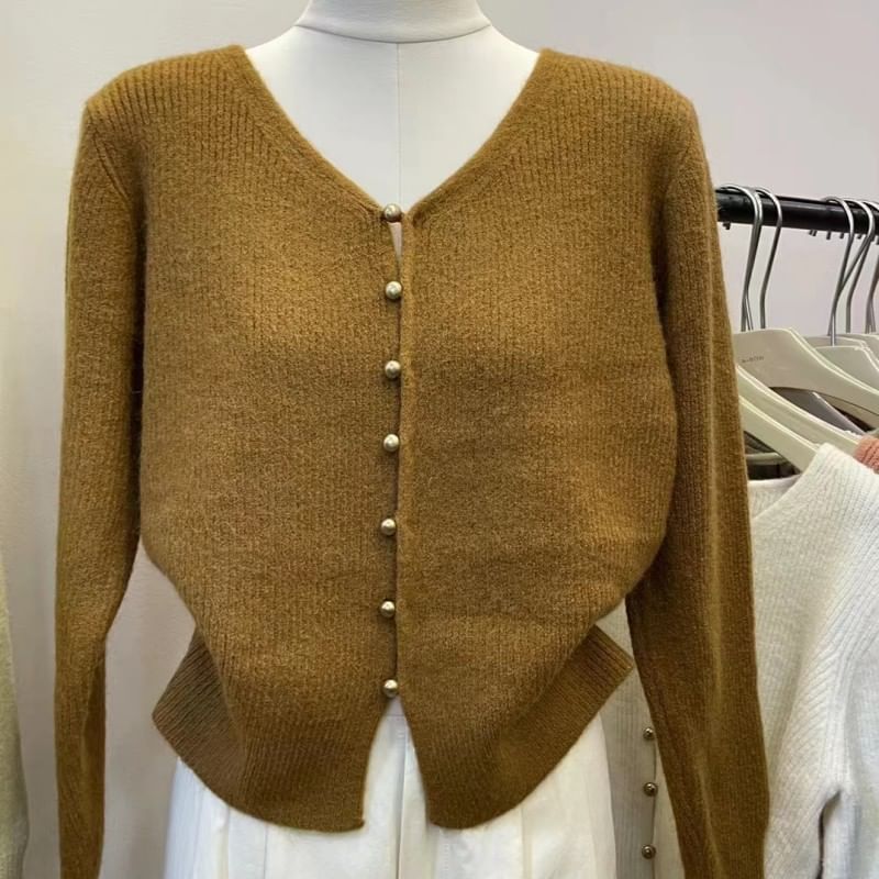 V-Neck Plain Cardigan