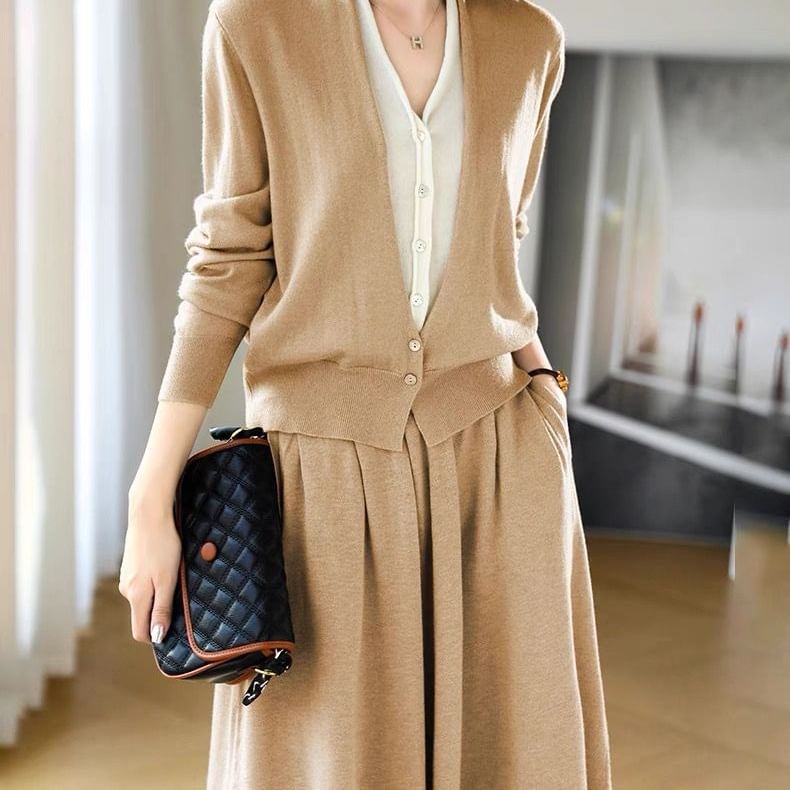 Knit Top and Maxi A-Line Skirt Set Long-Sleeve