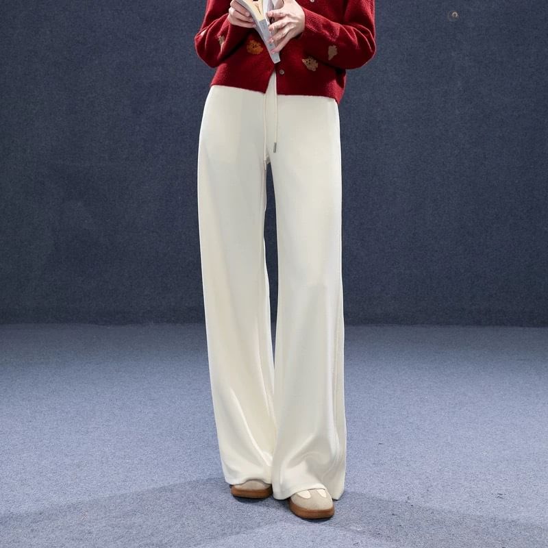 Drawstring Waist Plain Loose Fit Pants