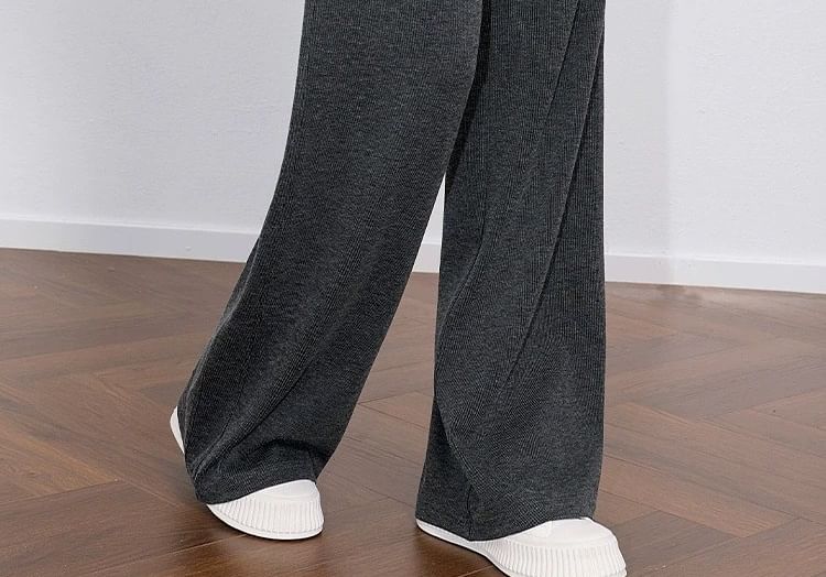 Drawstring Waist Plain Loose Fit Pants