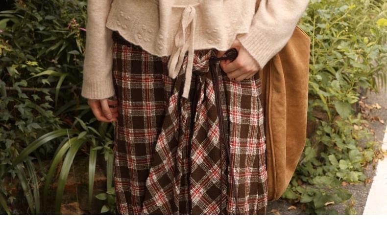 V-Neck Melange Drawstring Sweater