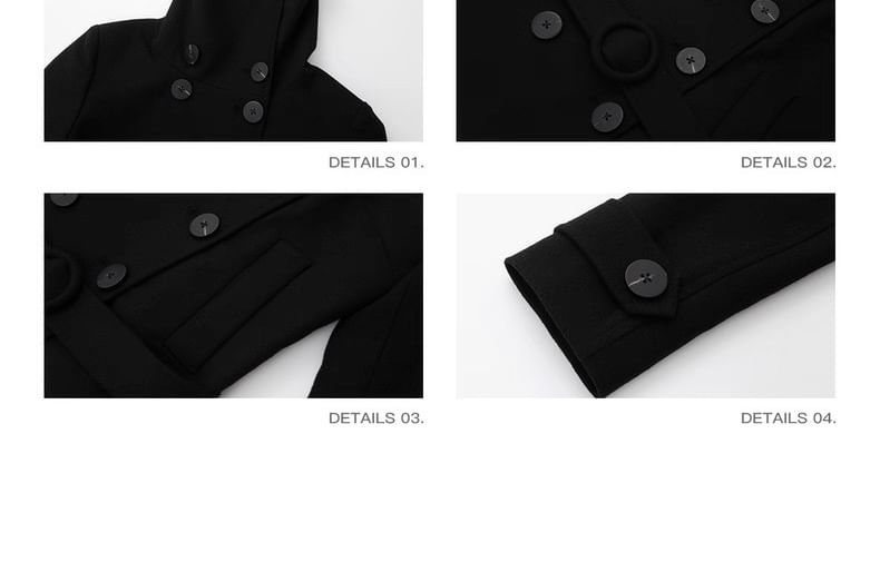 Turtleneck Belted Double-Breasted Jacket