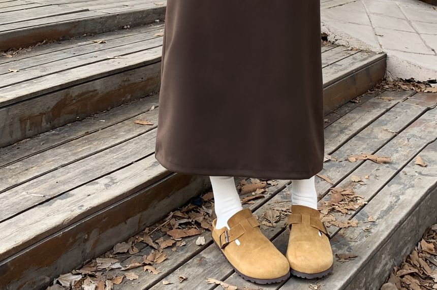 Midi Pencil Skirt High Waist Plain