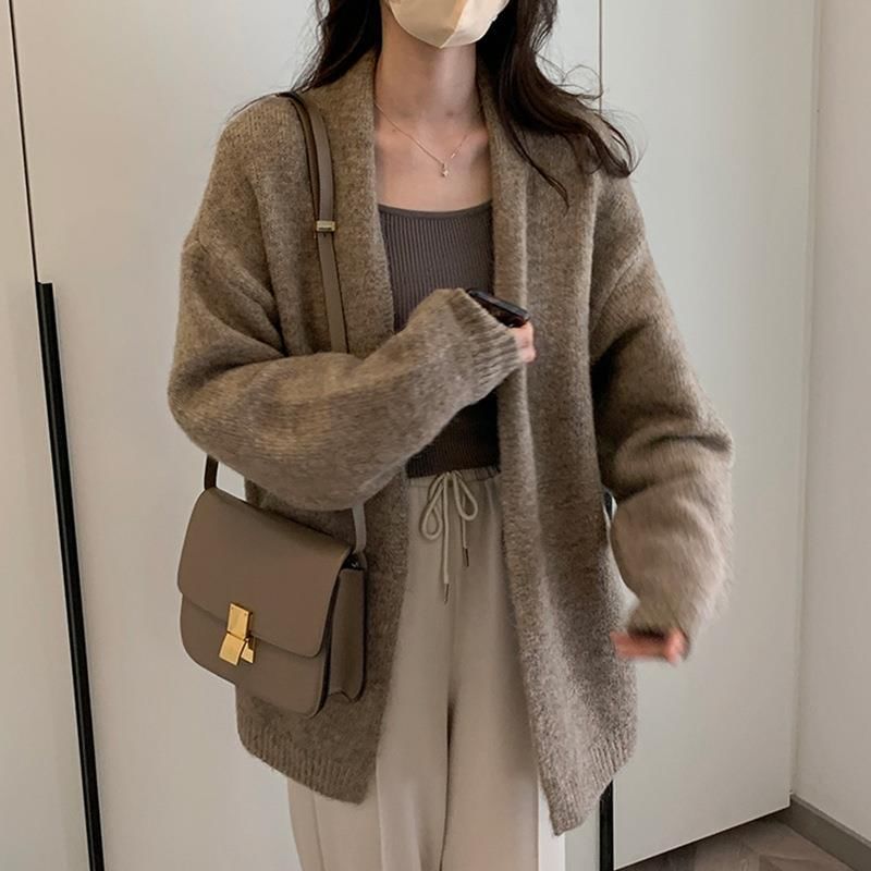 Open Front Plain Cardigan