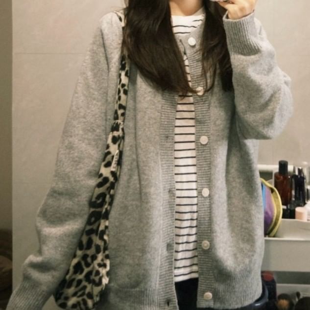 Crew Neck Melange Cardigan