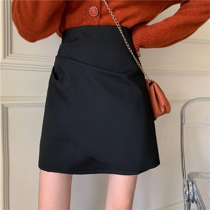 Wrapped Mini Skirt High Waist