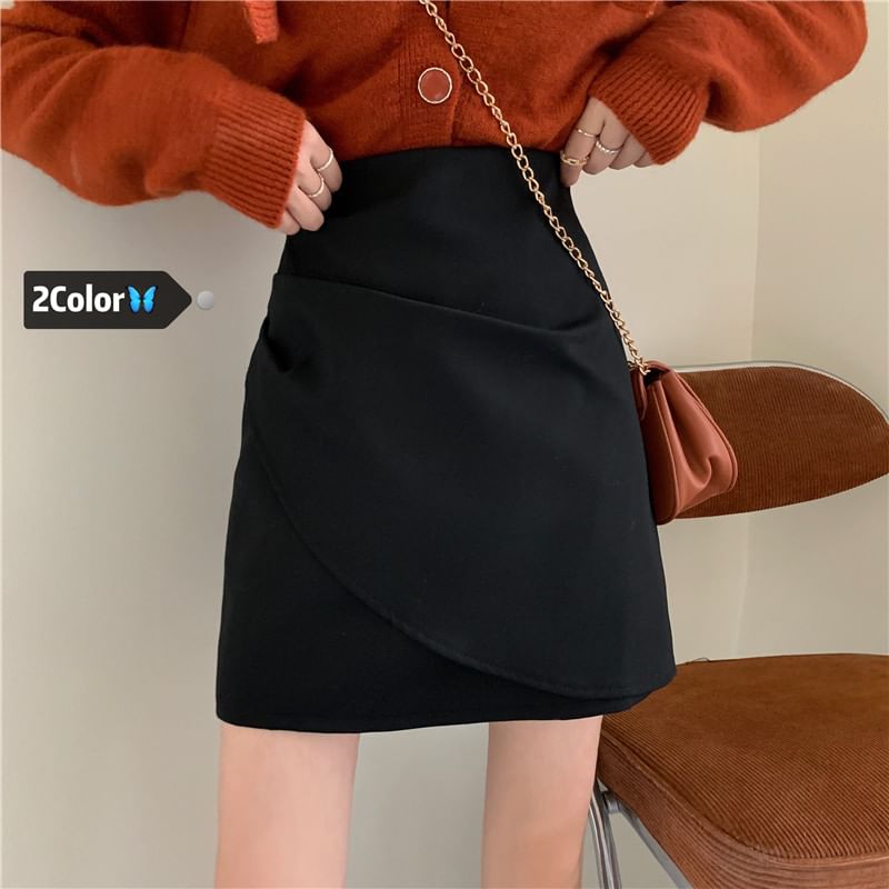 Wrapped Mini Skirt High Waist