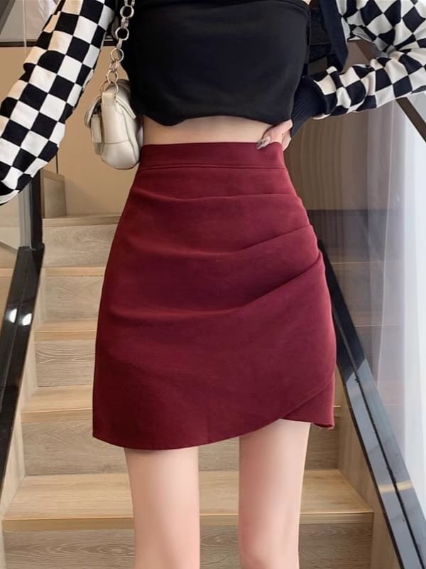 Asymmetrical Mini Skirt High Rise