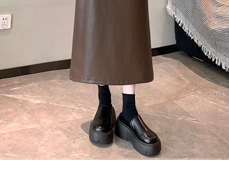 Faux Leather Maxi Skirt High Rise