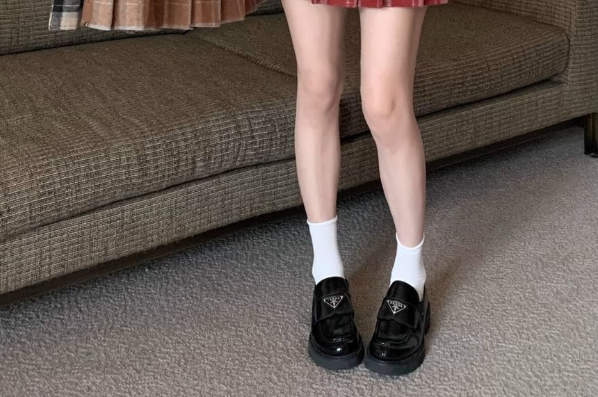 Plaid Mini Pleated Skirt with High Waist