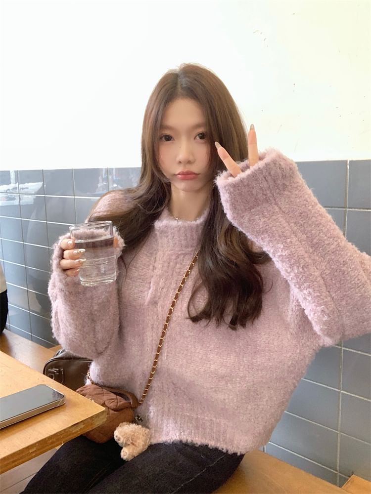 Crewneck Plain Cardigan
